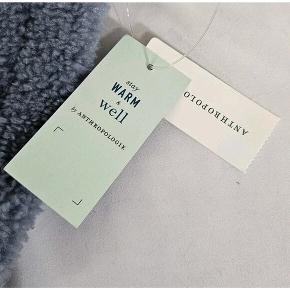 Anthropologie Blue Gray Sherpa Velvet Cozy Neck Warmer Scarf W/Face Covering NWT - Picture 5 of 6